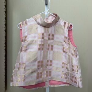 Buru cropped sleeveless mod top - pink and gold size S